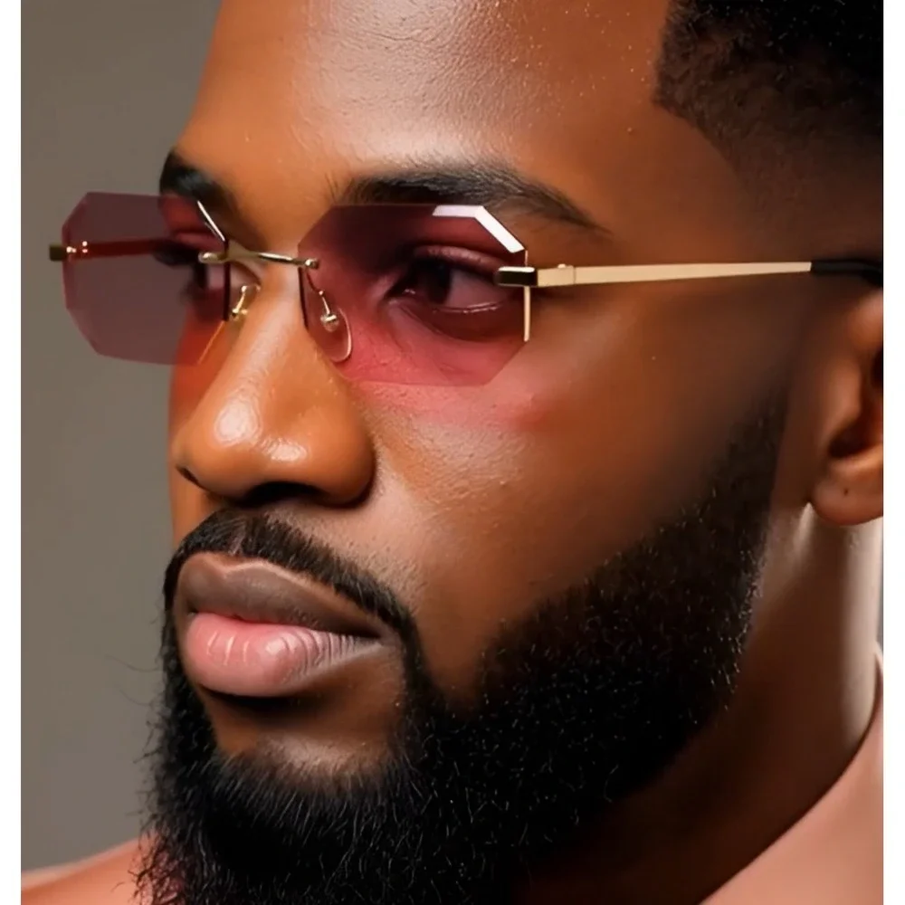 Sunglasses Gold Frame Pink Gradient Lens Men Fashion Driving Sun Protection 2026